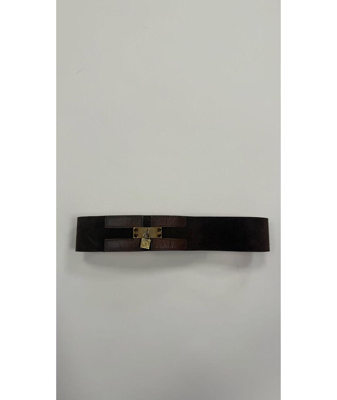 ELISABETTA FRANCHI Коричневый замшевый ремень, фото 5
