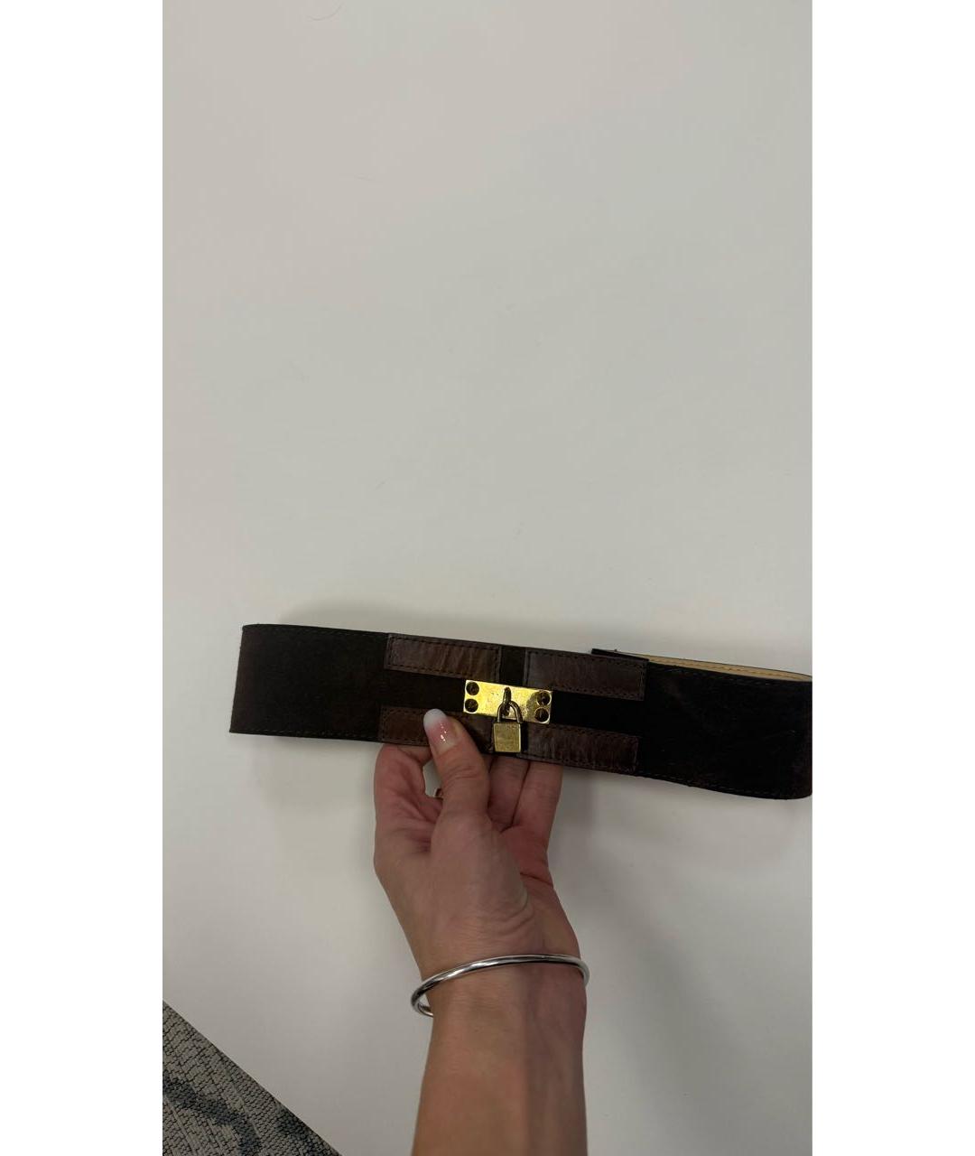 ELISABETTA FRANCHI Коричневый замшевый ремень, фото 3