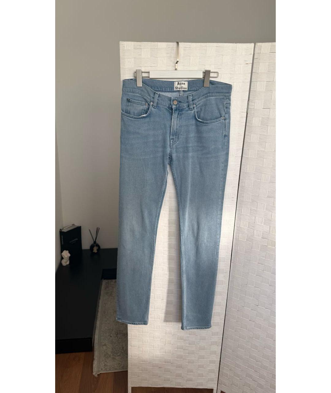 ACNE STUDIOS Голубые хлопко-эластановые джинсы скинни, фото 5