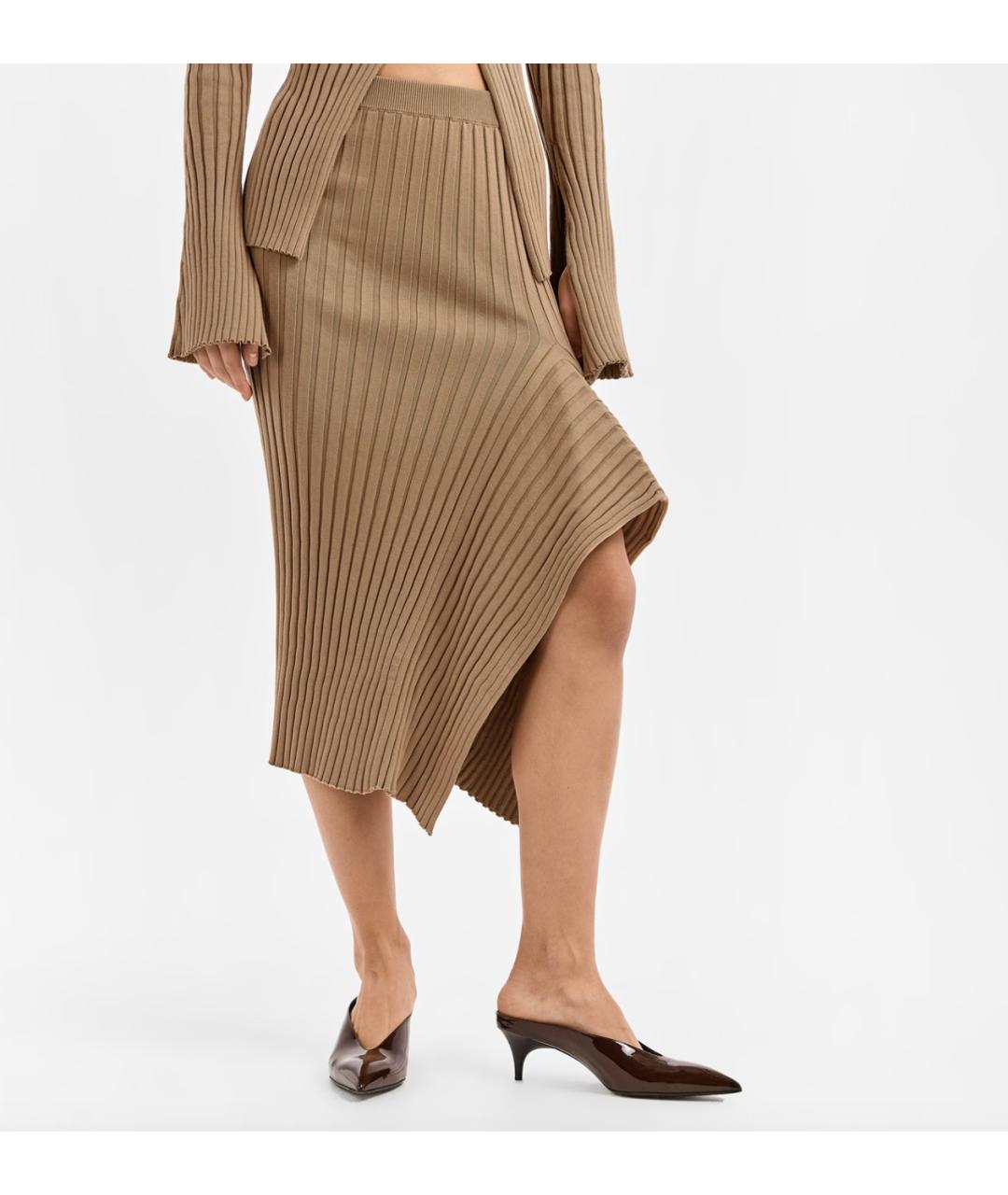 STELLA MCCARTNEY Бежевая хлопковая юбка миди, фото 3