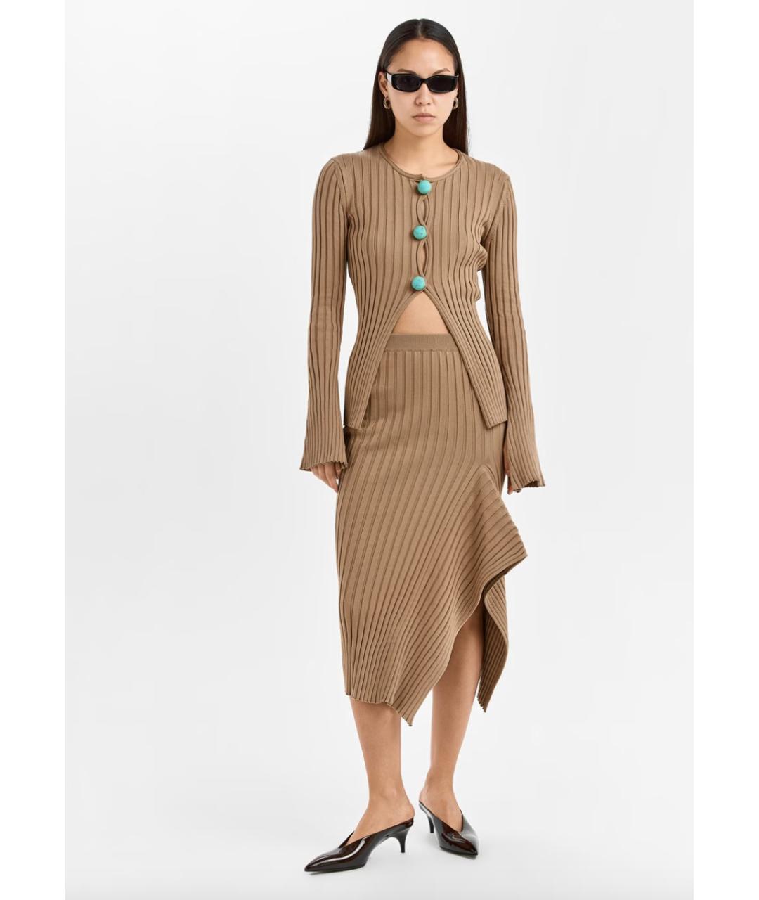 STELLA MCCARTNEY Бежевая хлопковая юбка миди, фото 6