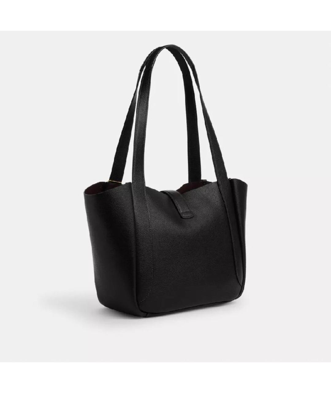 COACH Черная кожаная сумка тоут, фото 2