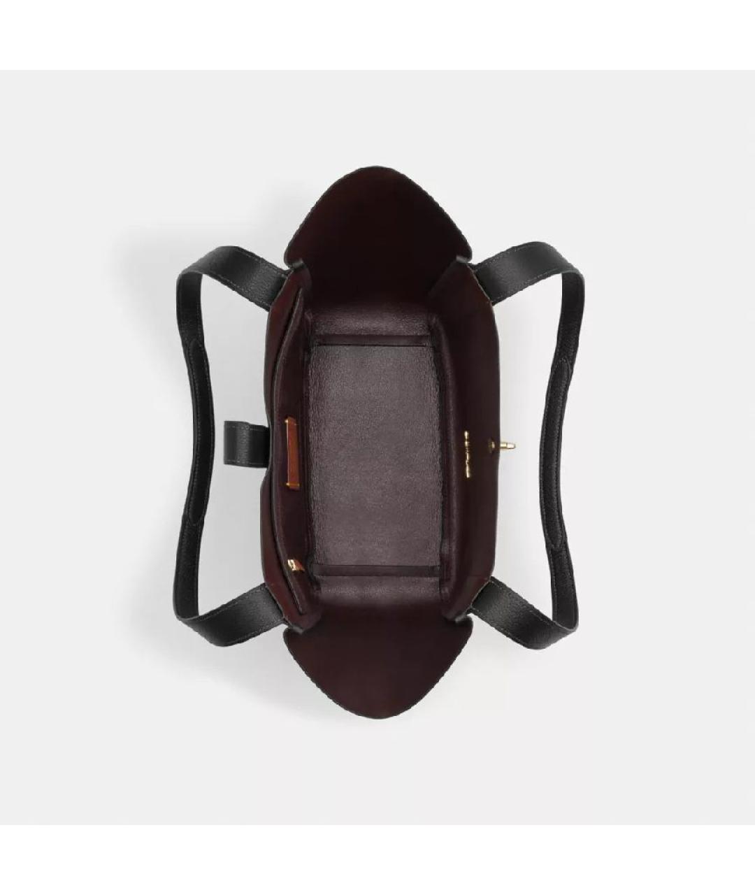 COACH Черная кожаная сумка тоут, фото 4