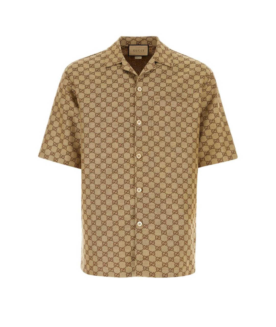 GUCCI Бежевая льняная кэжуал рубашка, фото 1