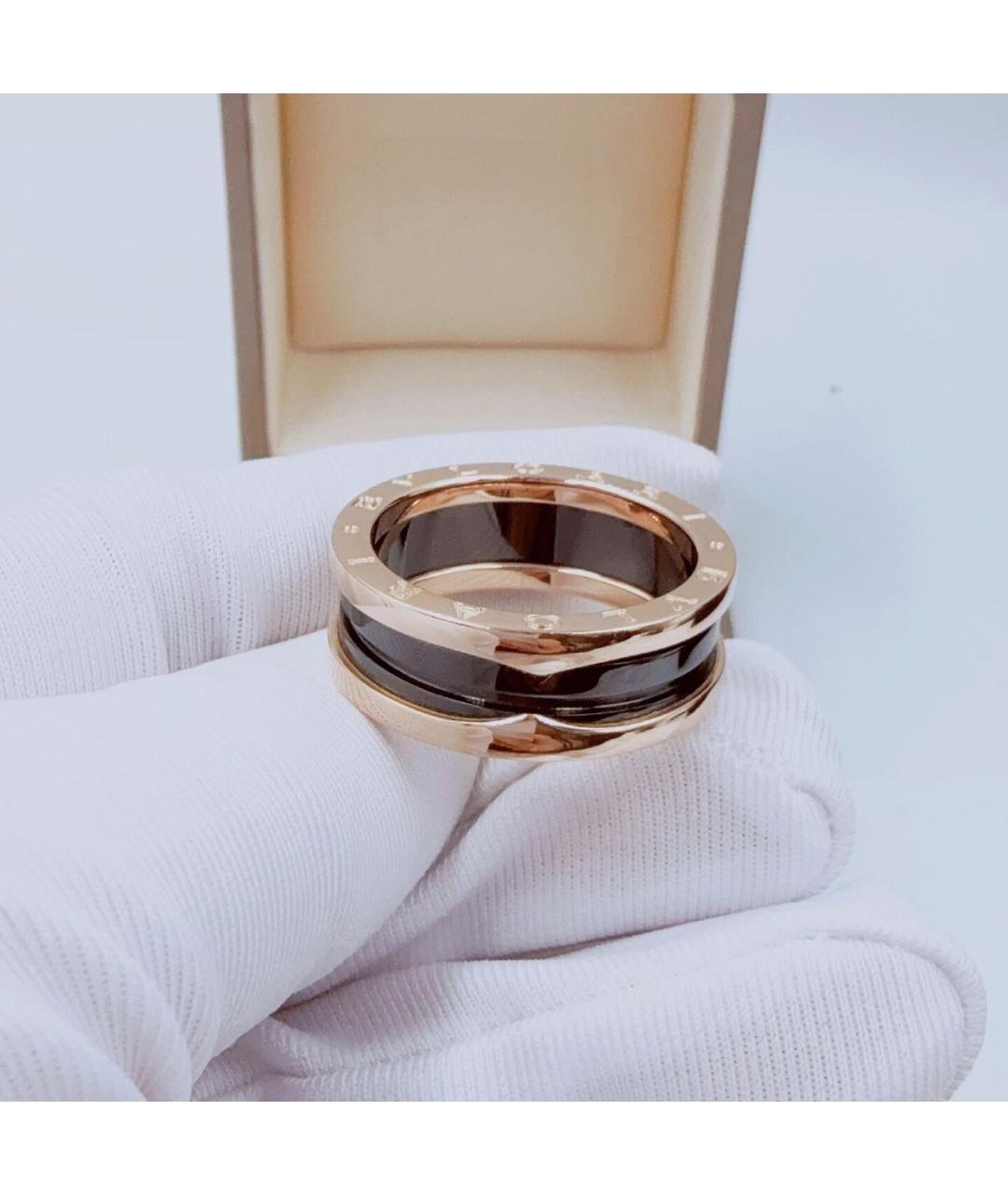 BVLGARI Черное кольцо из розового золота, фото 2