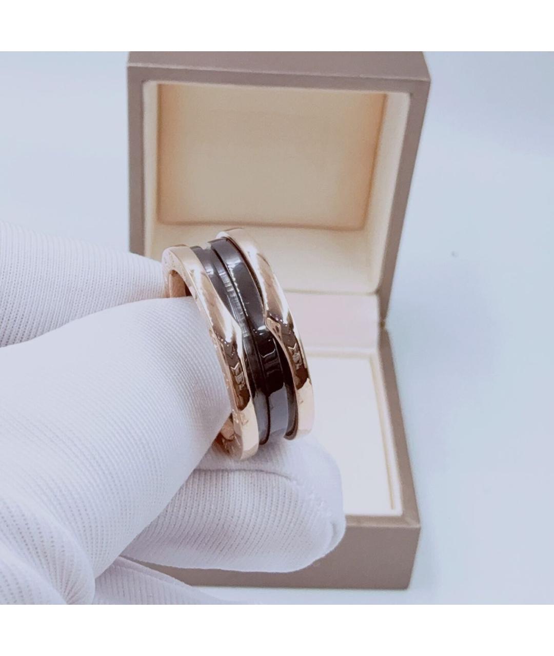 BVLGARI Черное кольцо из розового золота, фото 4