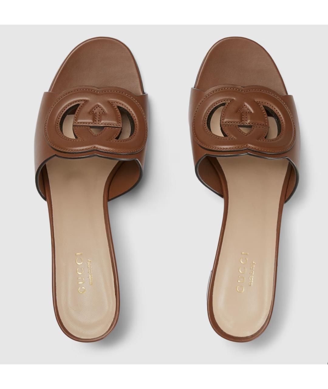 GUCCI Коричневые кожаные мюли, фото 6