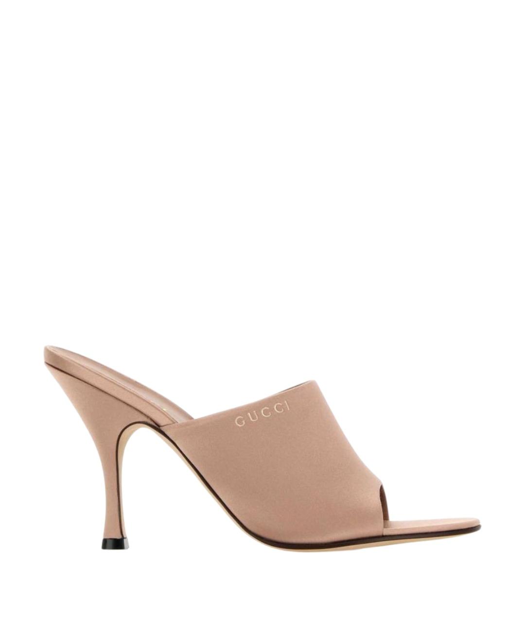 GUCCI Розовые текстильные мюли, фото 1