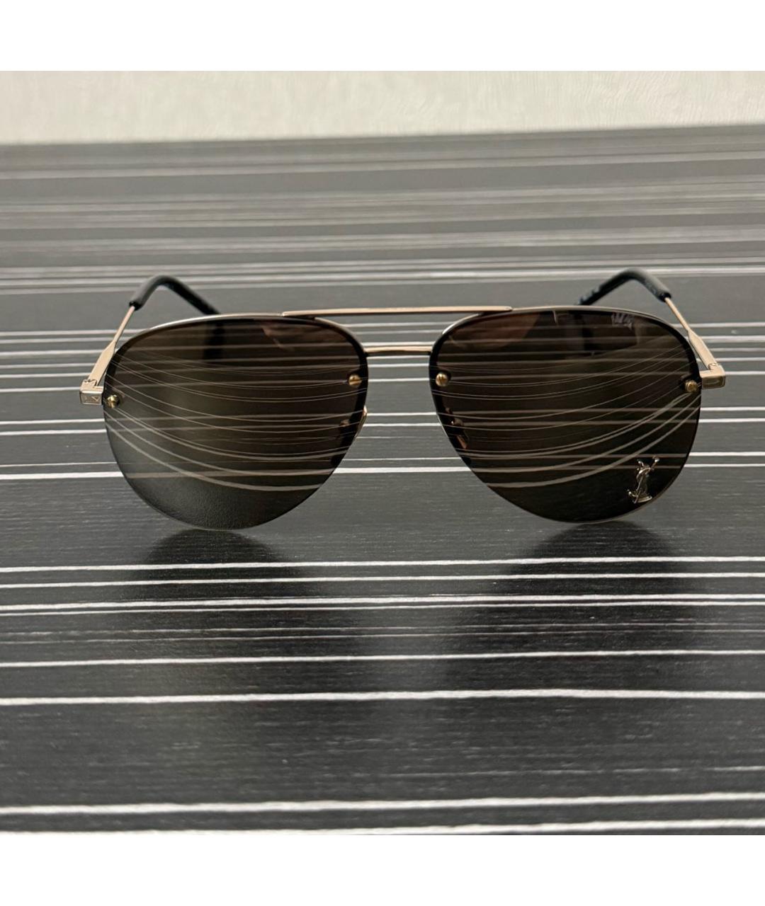 SAINT LAURENT Золотые металлические солнцезащитные очки, фото 5