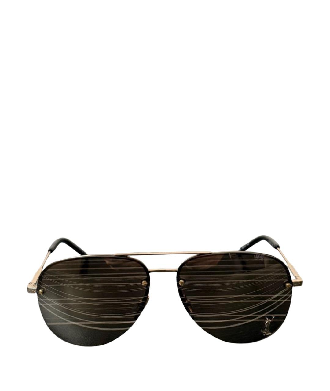 SAINT LAURENT Золотые металлические солнцезащитные очки, фото 1
