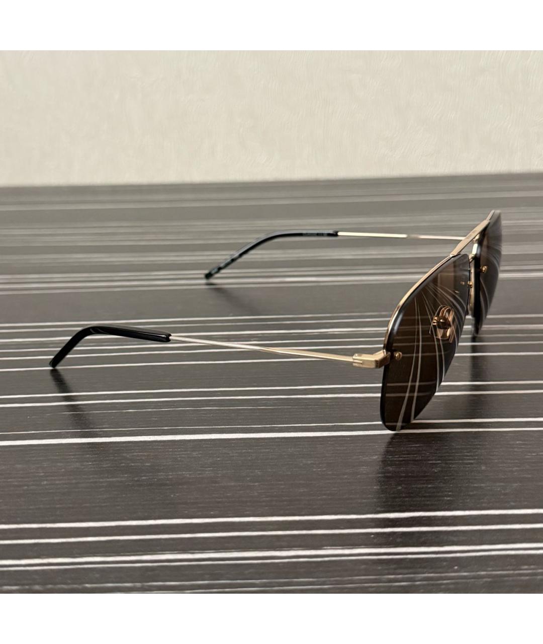 SAINT LAURENT Золотые металлические солнцезащитные очки, фото 2