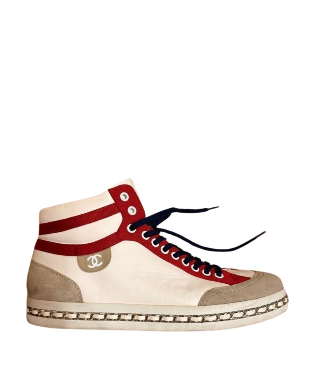 CHANEL Белые кожаные кеды, фото 1