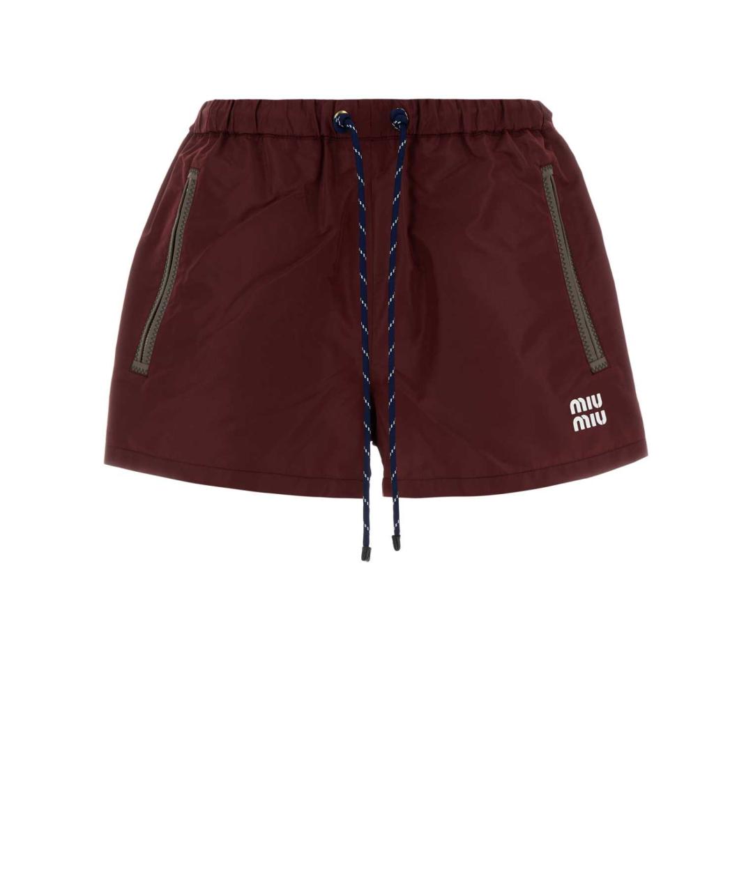 MIU MIU Бордовые полиамидовые шорты, фото 1