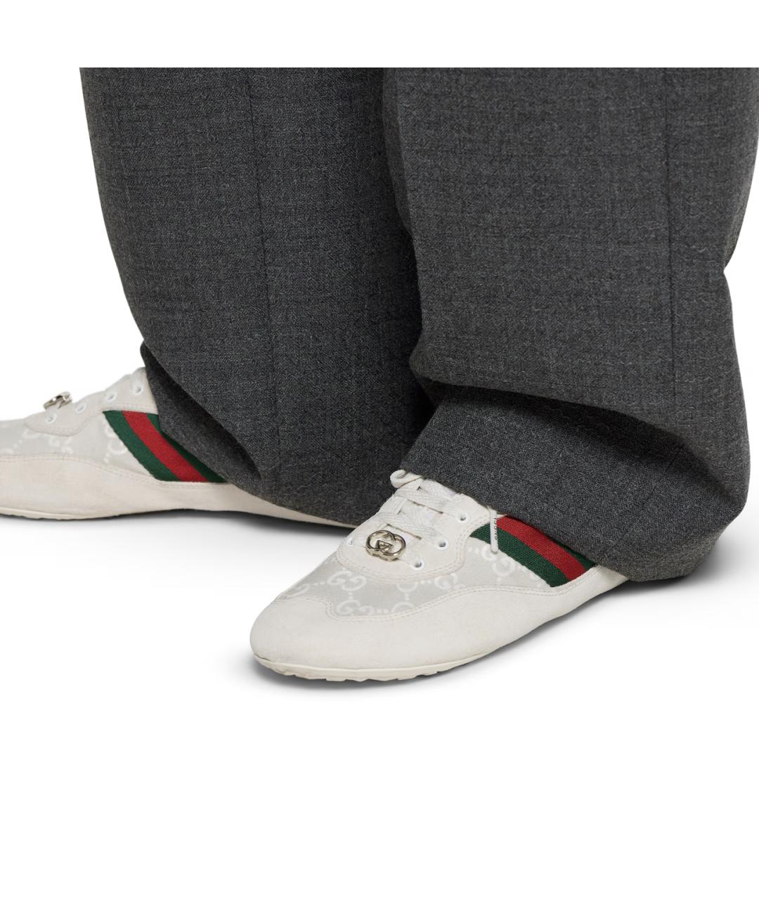 GUCCI Белые замшевые кроссовки, фото 4