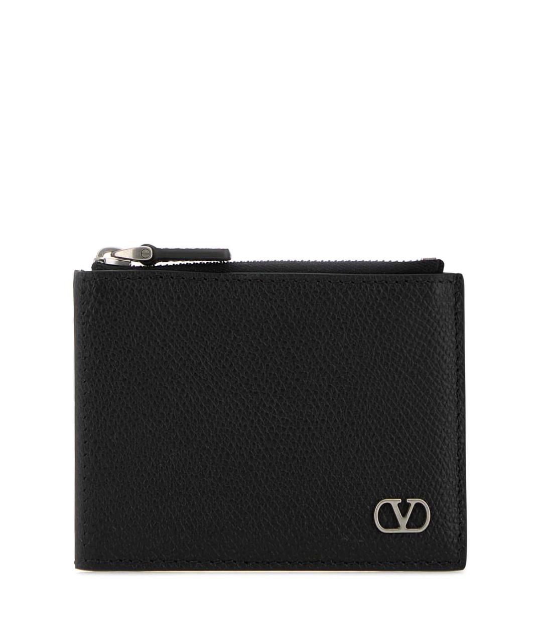 VALENTINO Черный кожаный кошелек, фото 1