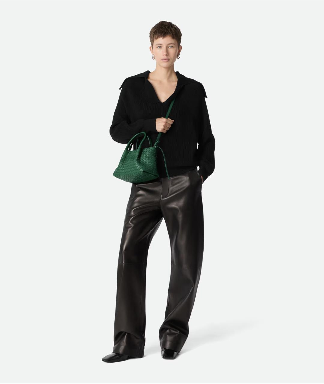 BOTTEGA VENETA Зеленая кожаная сумка тоут, фото 3