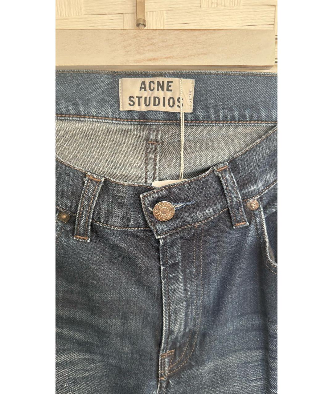 ACNE STUDIOS Темно-синие хлопко-эластановые джинсы скинни, фото 3