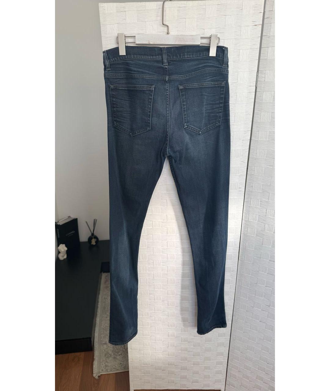 ACNE STUDIOS Темно-синие хлопко-эластановые джинсы скинни, фото 2