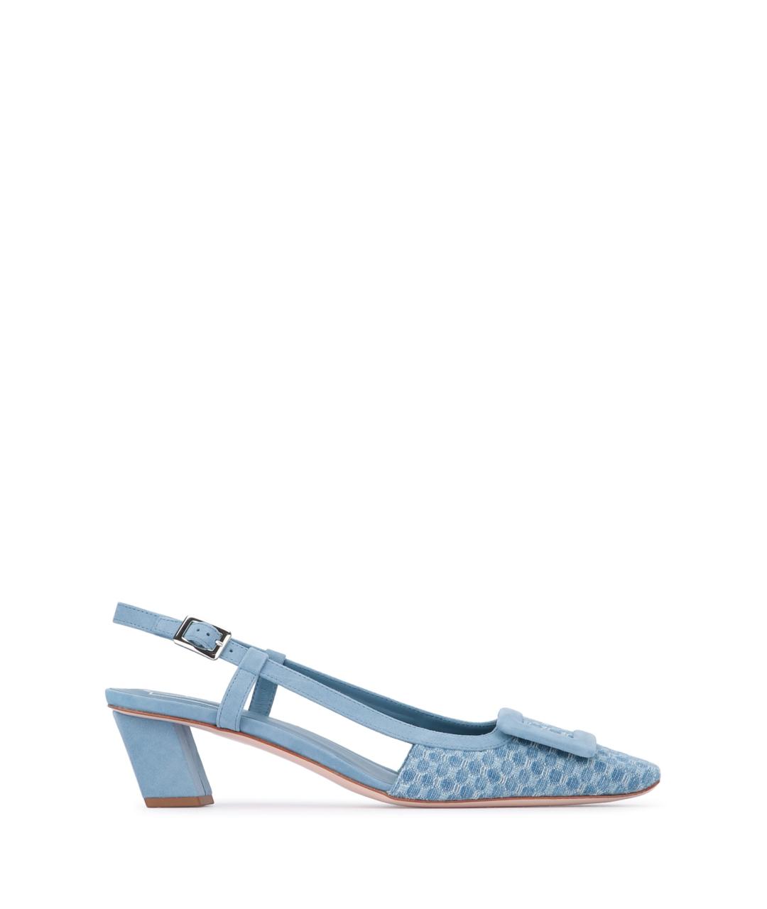 ROGER VIVIER Голубые текстильные туфли, фото 1