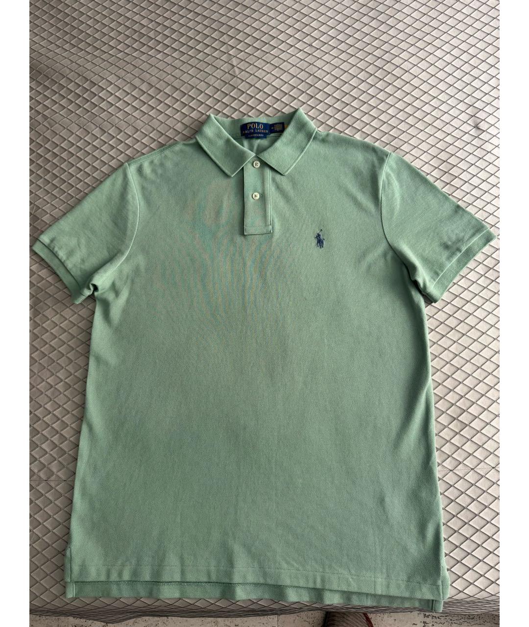 POLO RALPH LAUREN Салатовыое хлопковое поло с коротким рукавом, фото 5