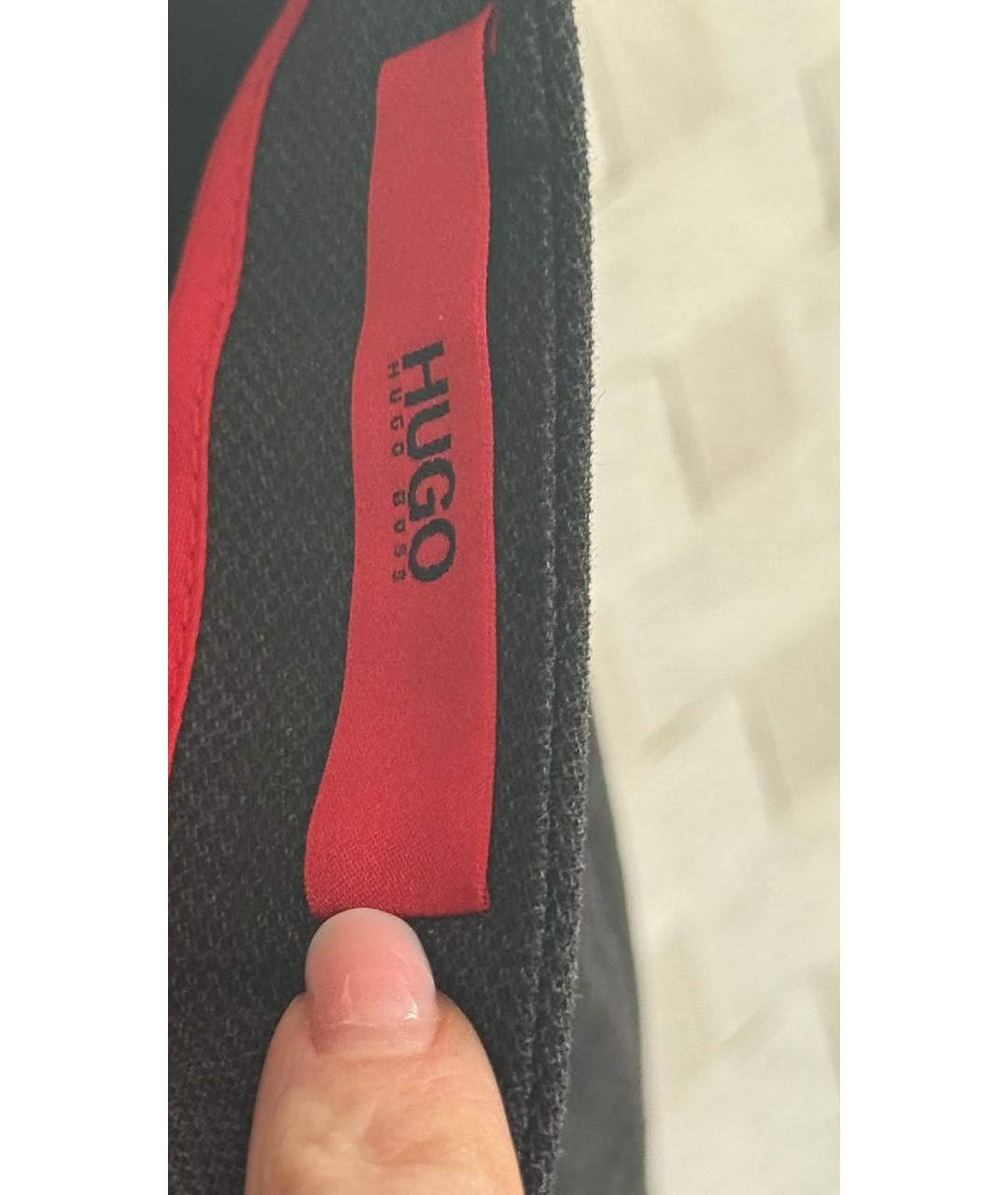 HUGO BOSS Антрацитовые хлопко-эластановые классические брюки, фото 4