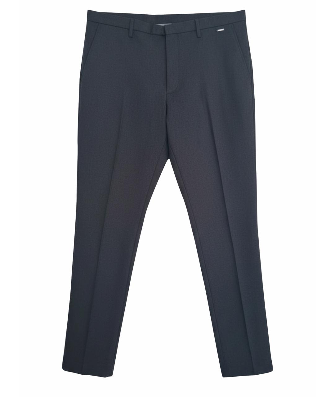 HUGO BOSS Антрацитовые хлопко-эластановые классические брюки, фото 1