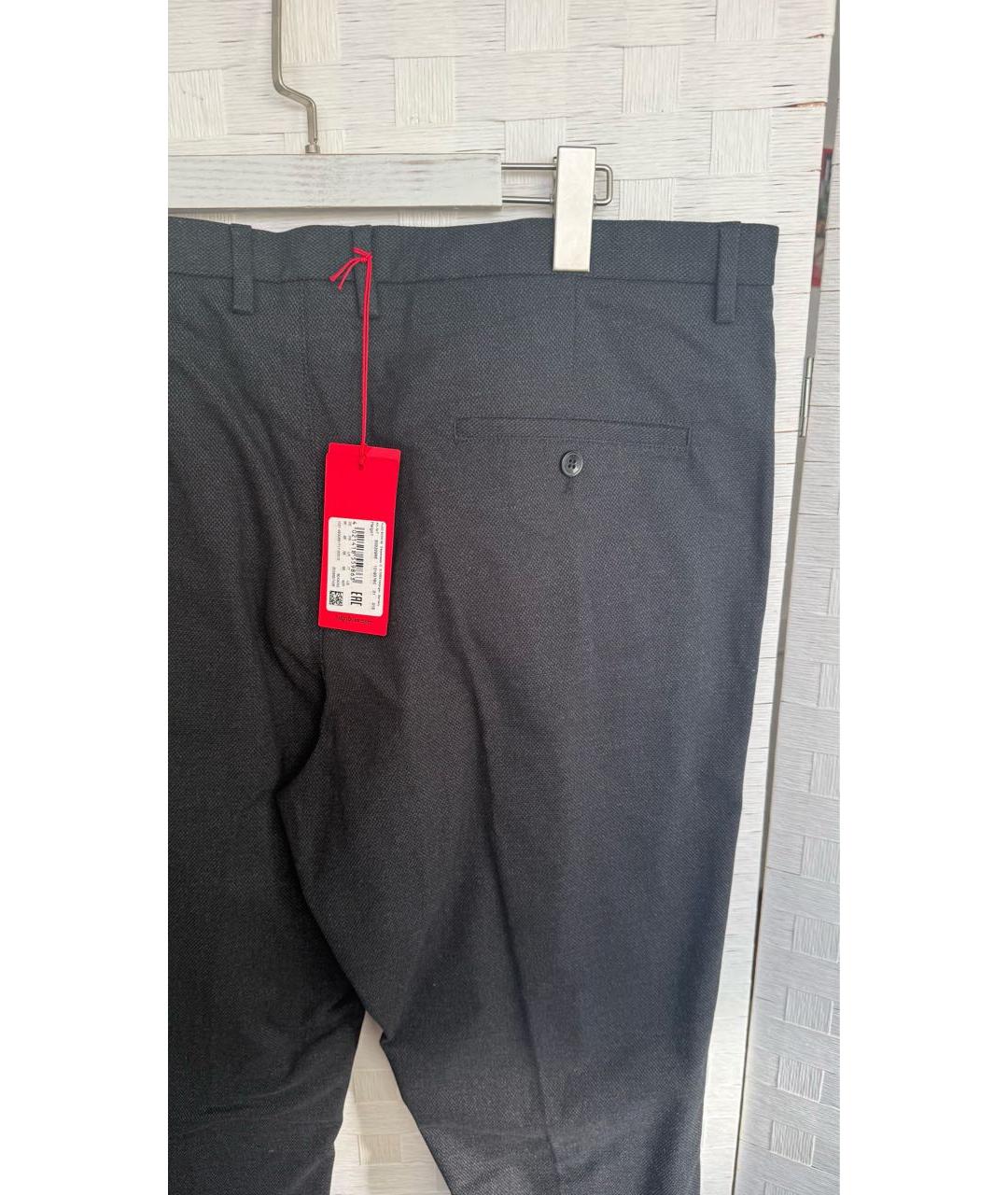 HUGO BOSS Антрацитовые хлопко-эластановые классические брюки, фото 2