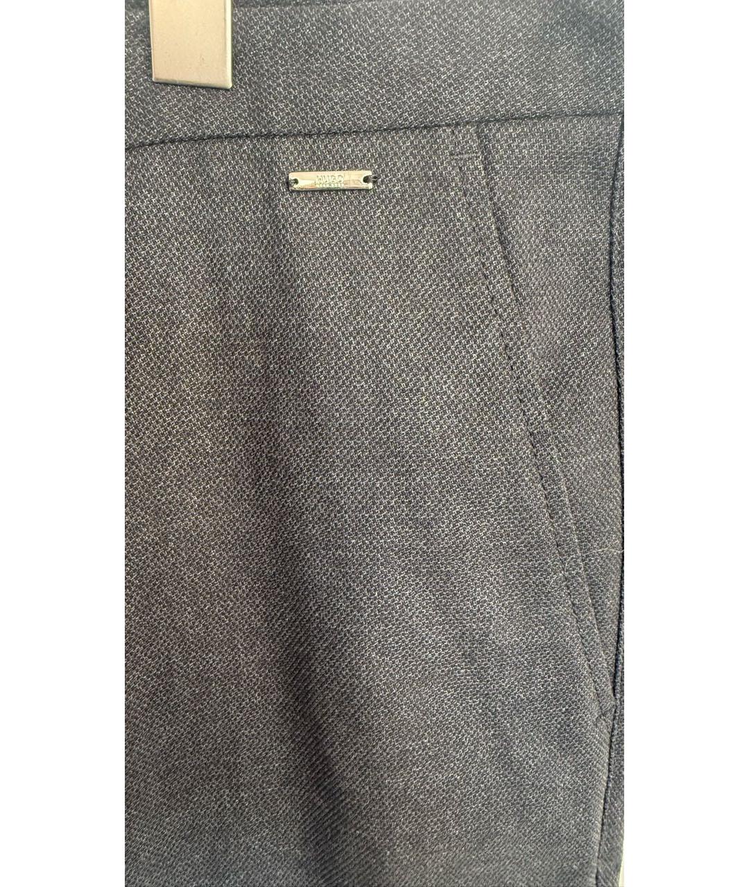 HUGO BOSS Антрацитовые хлопко-эластановые классические брюки, фото 3