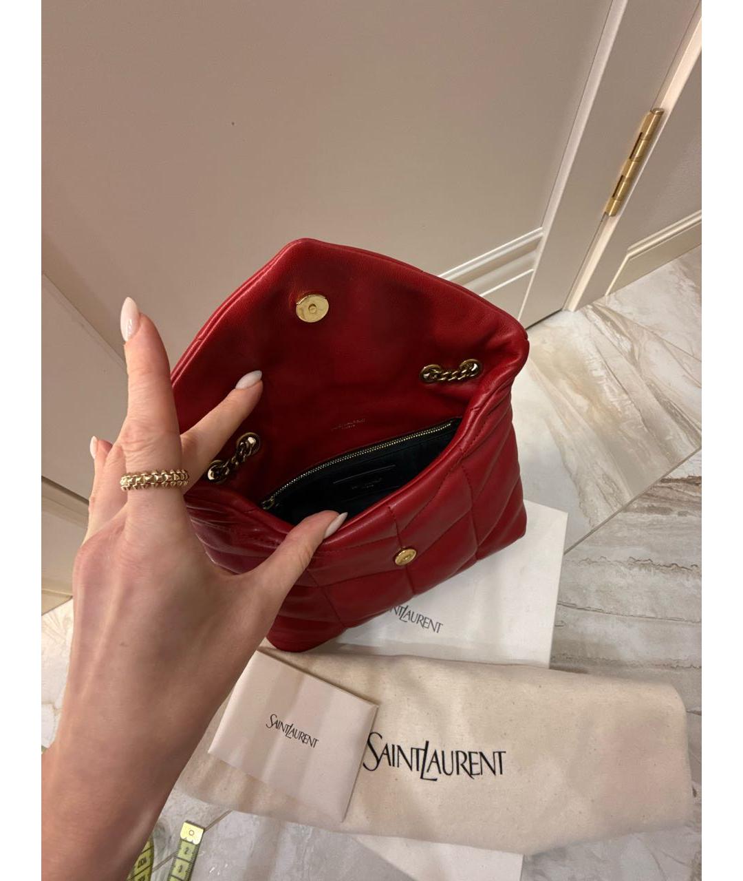 SAINT LAURENT Красная кожаная сумка через плечо, фото 3