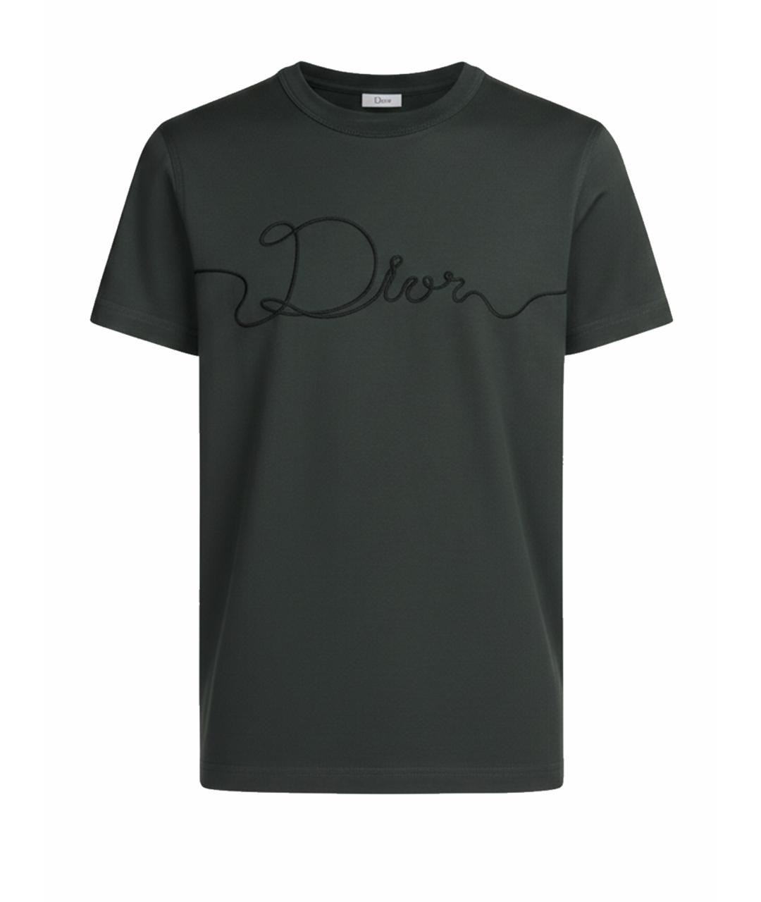 CHRISTIAN DIOR Серая хлопковая футболка, фото 1