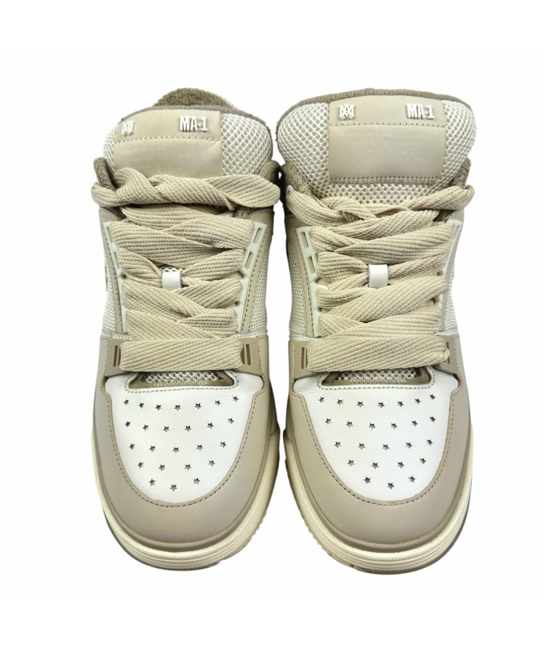 AMIRI Бежевые кожаные низкие кроссовки / кеды, фото 2