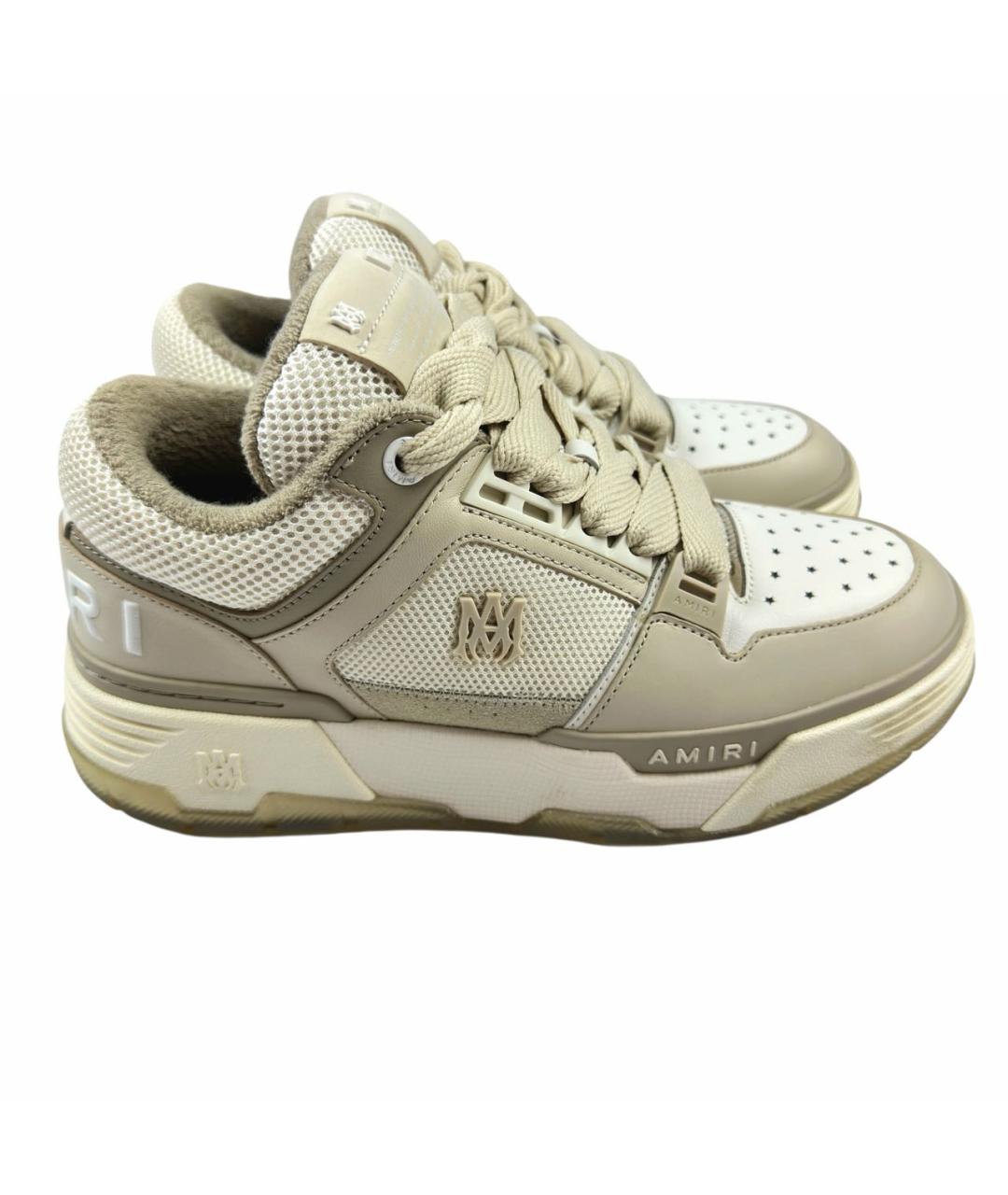 AMIRI Бежевые кожаные низкие кроссовки / кеды, фото 8