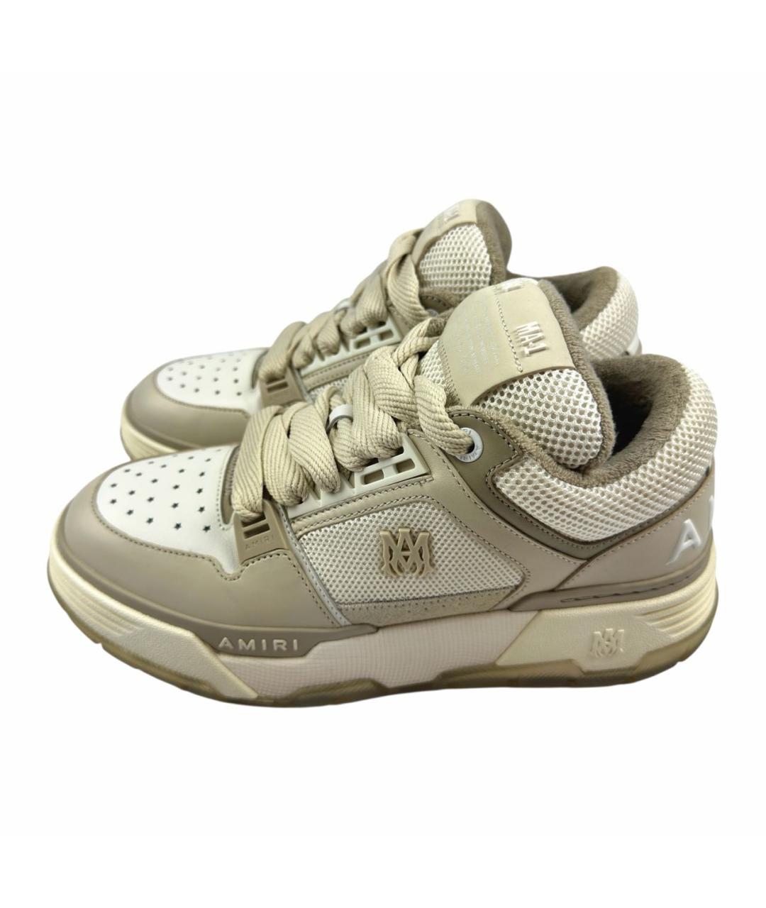 AMIRI Бежевые кожаные низкие кроссовки / кеды, фото 5
