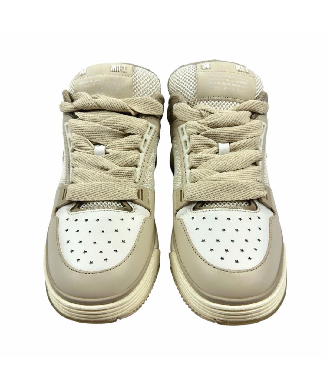 AMIRI Бежевые кожаные низкие кроссовки / кеды, фото 6