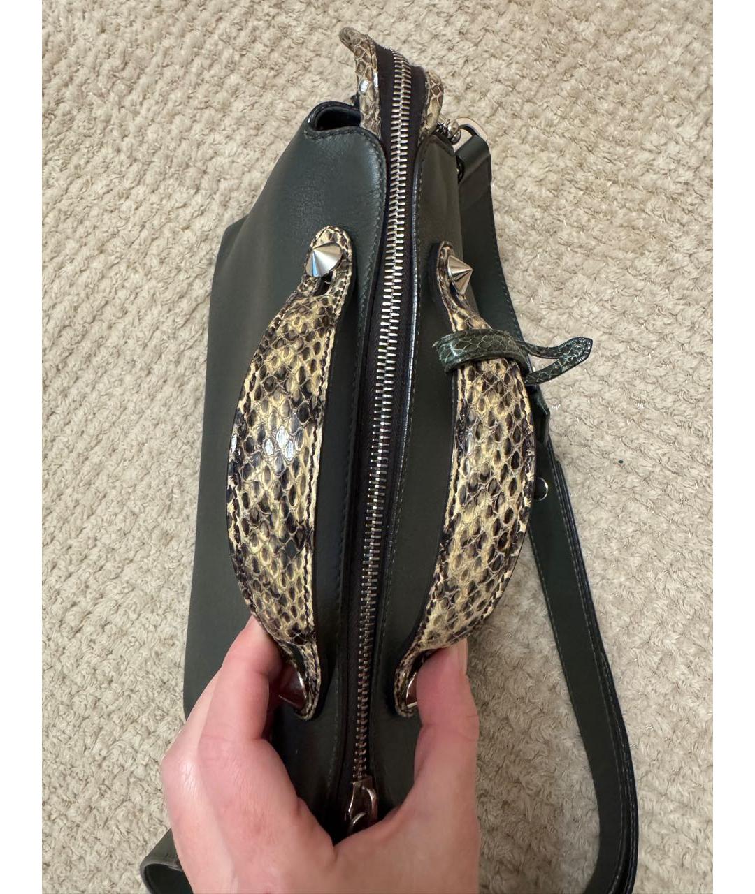 FENDI Зеленая кожаная сумка через плечо, фото 6