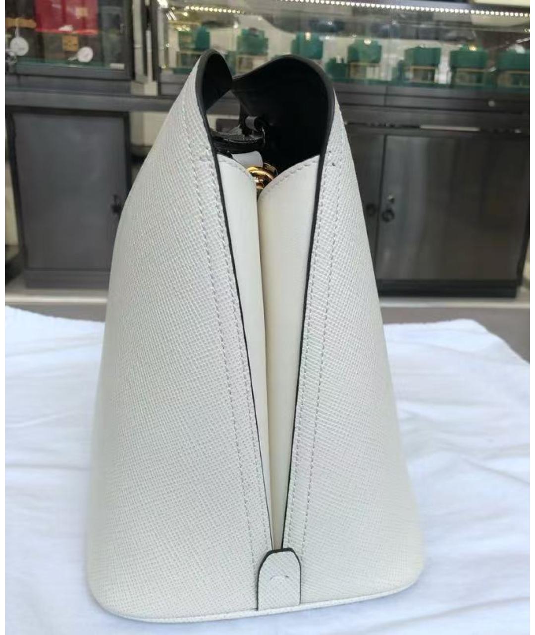 PRADA Белая кожаная сумка через плечо, фото 5