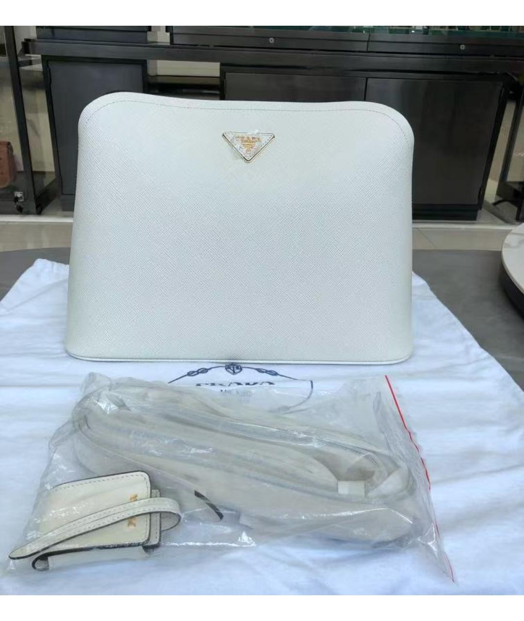 PRADA Белая кожаная сумка через плечо, фото 2