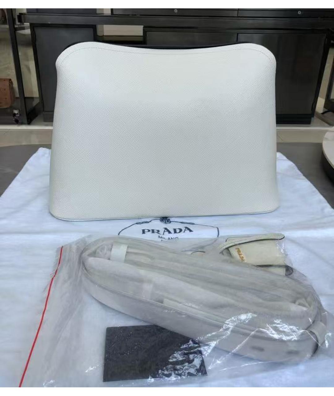 PRADA Белая кожаная сумка через плечо, фото 3