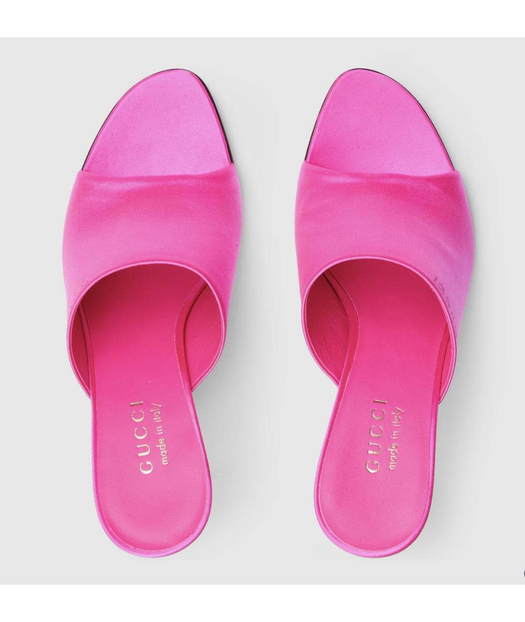 GUCCI Розовые текстильные мюли, фото 6