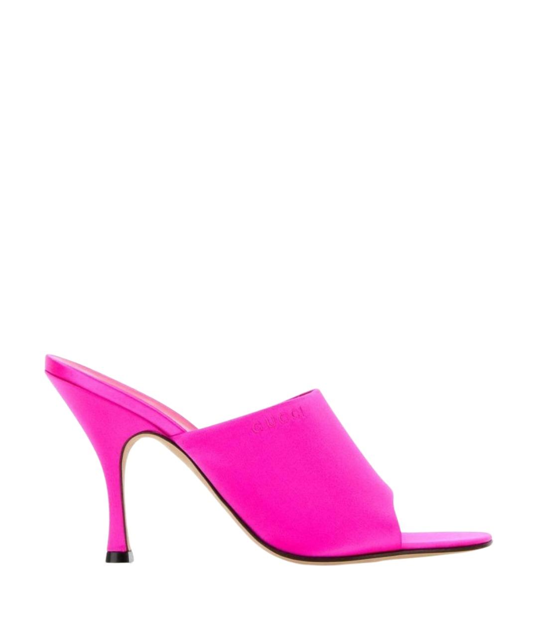 GUCCI Розовые текстильные мюли, фото 1