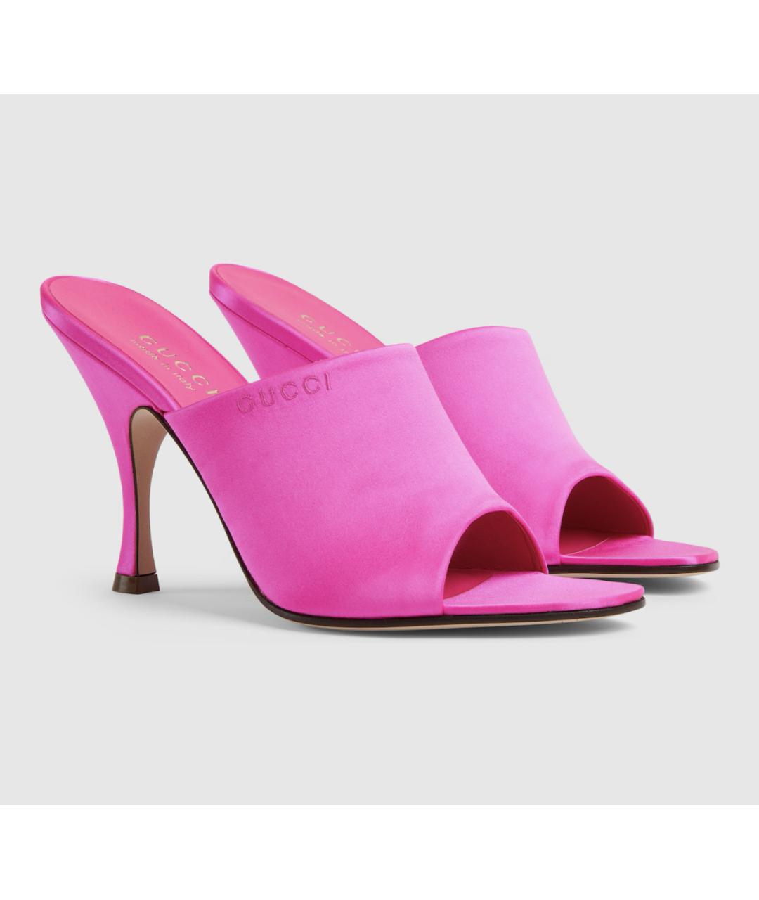 GUCCI Розовые текстильные мюли, фото 3