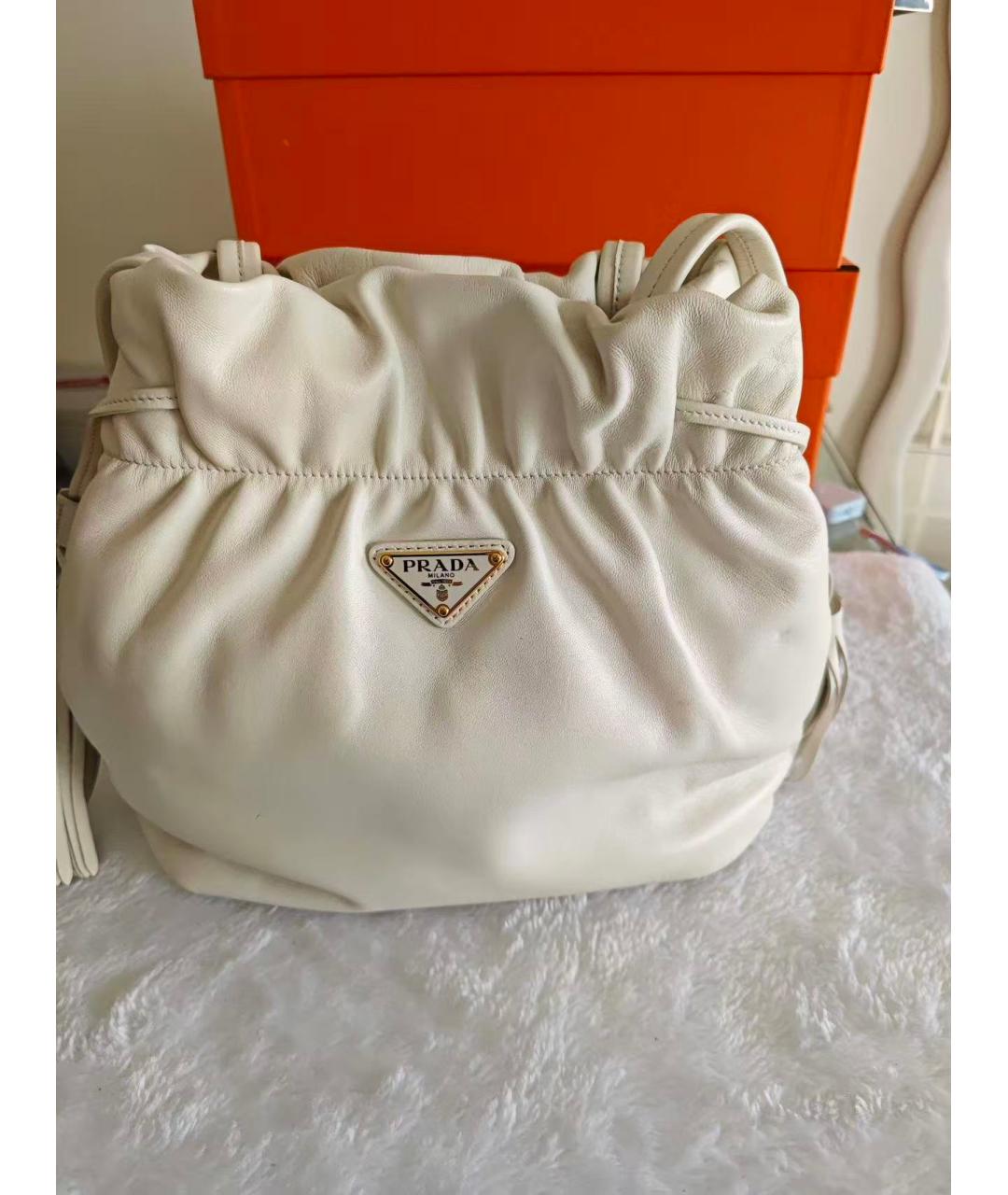 PRADA Белая кожаная сумка через плечо, фото 4
