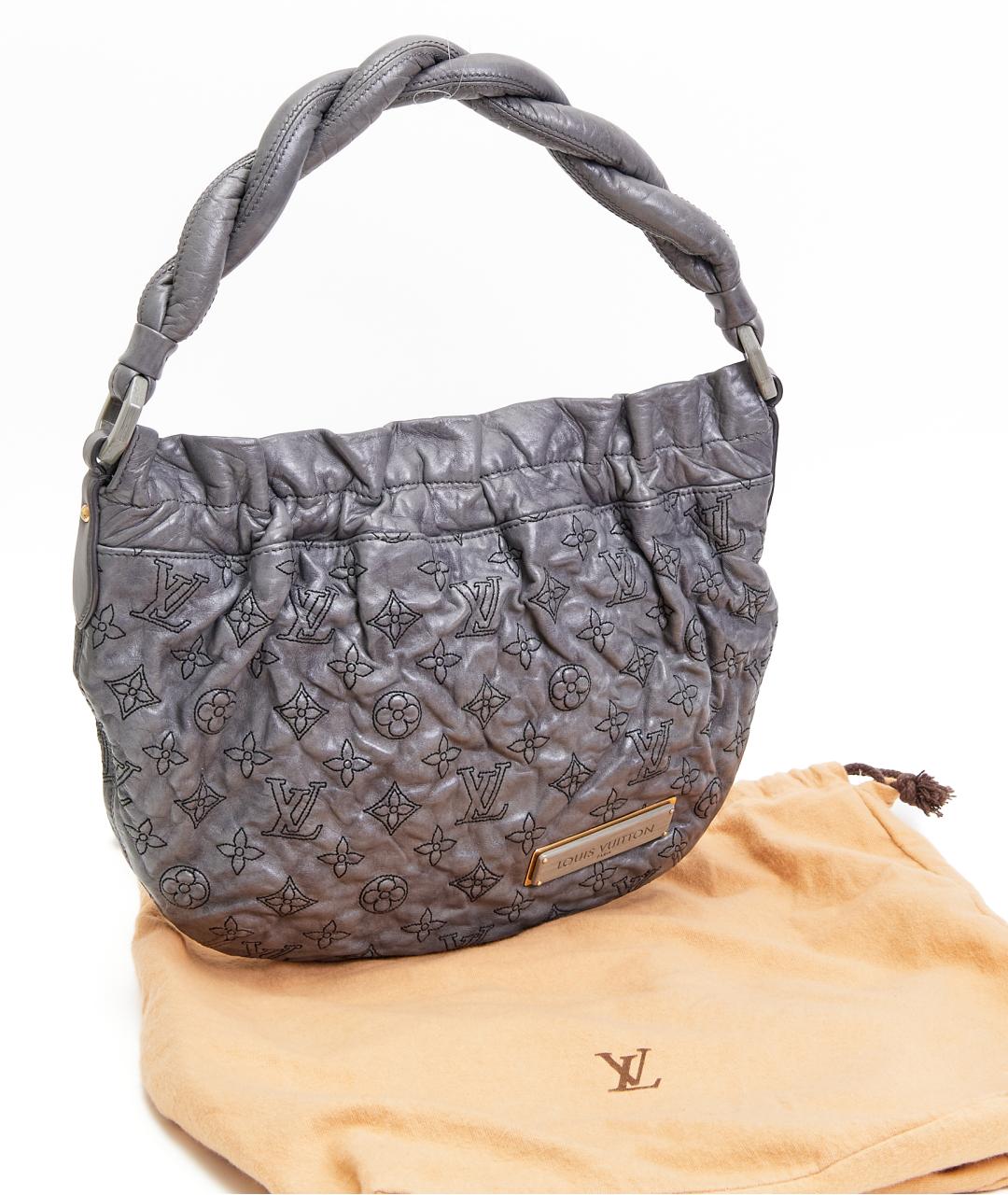 LOUIS VUITTON Серая кожаная сумка тоут, фото 7