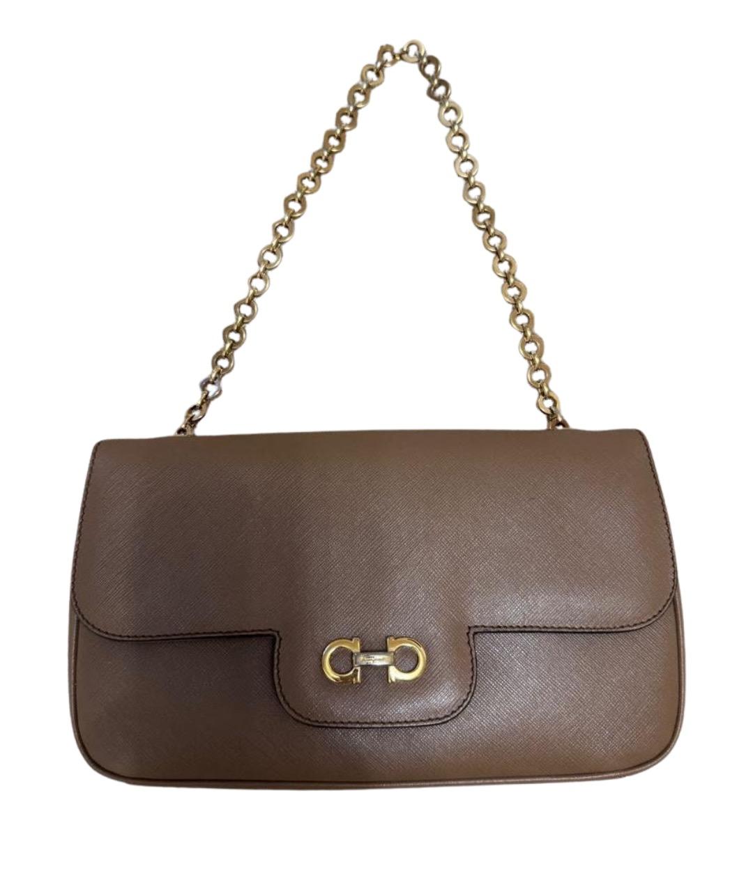 FERRAGAMO Бежевая кожаная сумка через плечо, фото 1