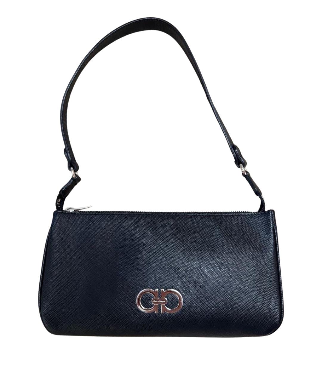 FERRAGAMO Черная кожаная сумка через плечо, фото 1