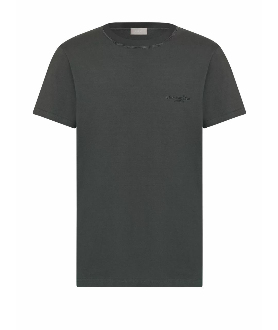 CHRISTIAN DIOR Серая хлопковая футболка, фото 1