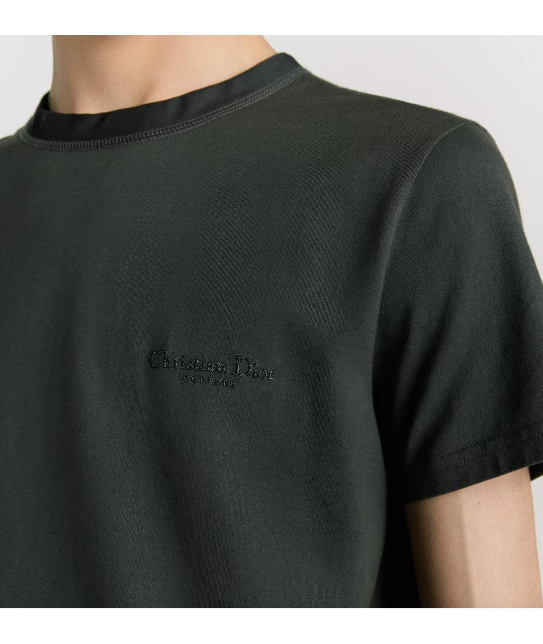 CHRISTIAN DIOR Серая хлопковая футболка, фото 2