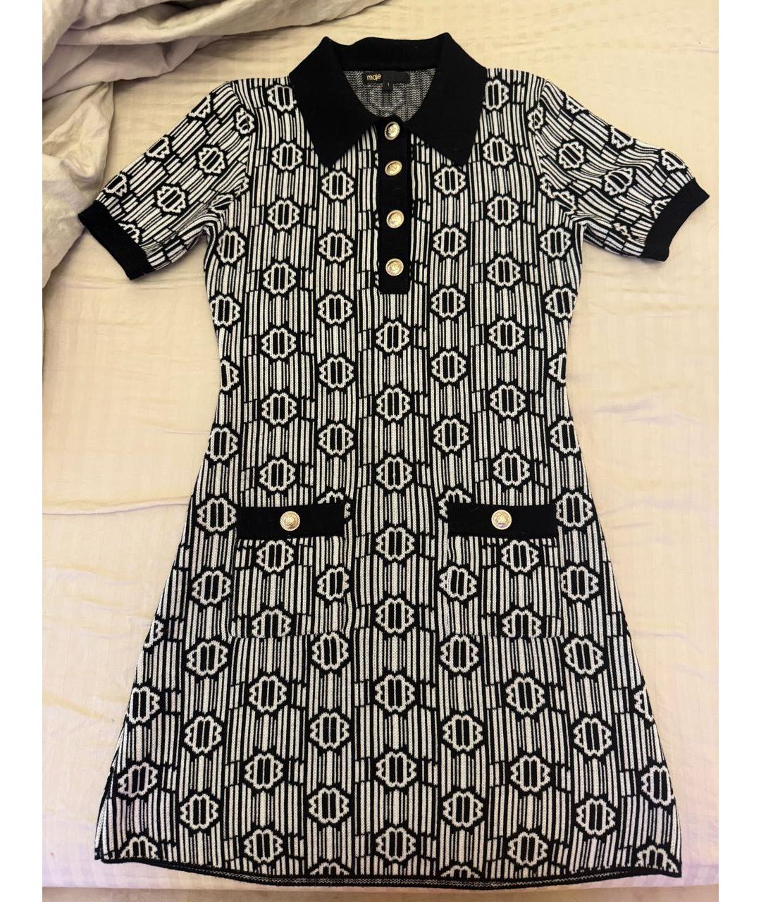 MAJE Черное шерстяное повседневное платье, фото 5