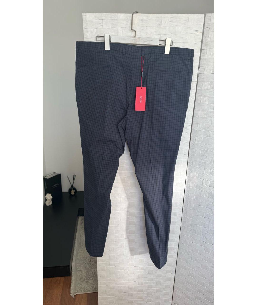 HUGO BOSS Темно-синие хлопко-эластановые классические брюки, фото 2