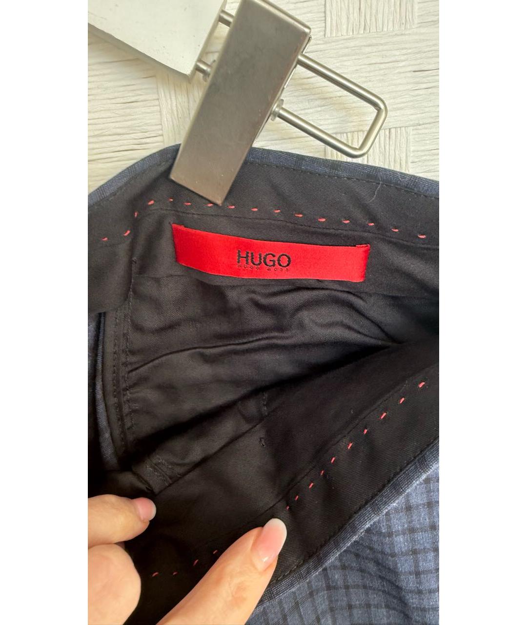 HUGO BOSS Темно-синие хлопко-эластановые классические брюки, фото 4